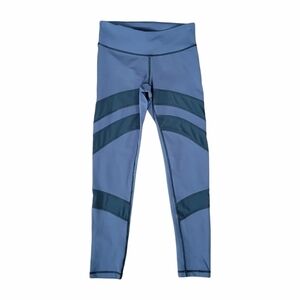 Nualime blue mesh panel 7/8 length athletic leggings- size S- made in USA